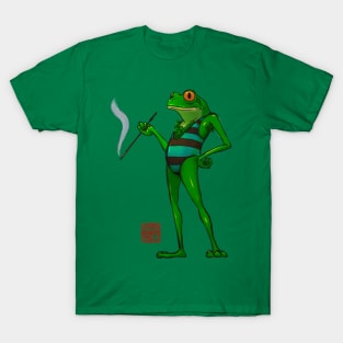 Frog Smoking in Swimsuit T-Shirt